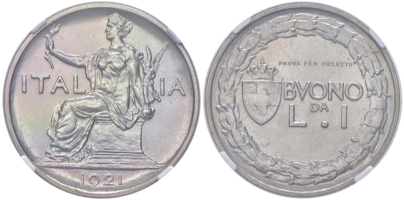 Vittorio Emanuele III (1900-1946) Lira 1921 Prova per Orletto - Luppino PP200; P...