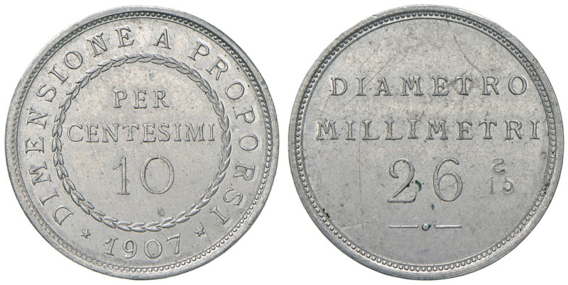 Vittorio Emanuele III (1900-1946) 10 Centesimi 1907 Progetto Dimensionale - Lupp...