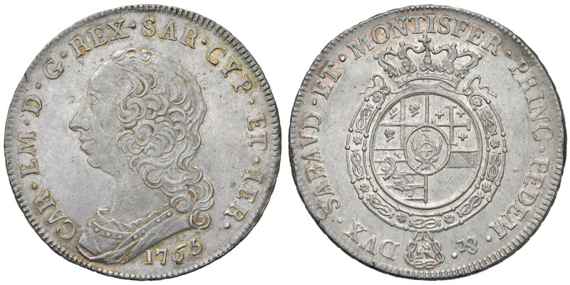 Carlo Emanuele III (1730-1773) Scudo 1765 - Nomisma 157; MIR 946h AG (g 35,18) S...