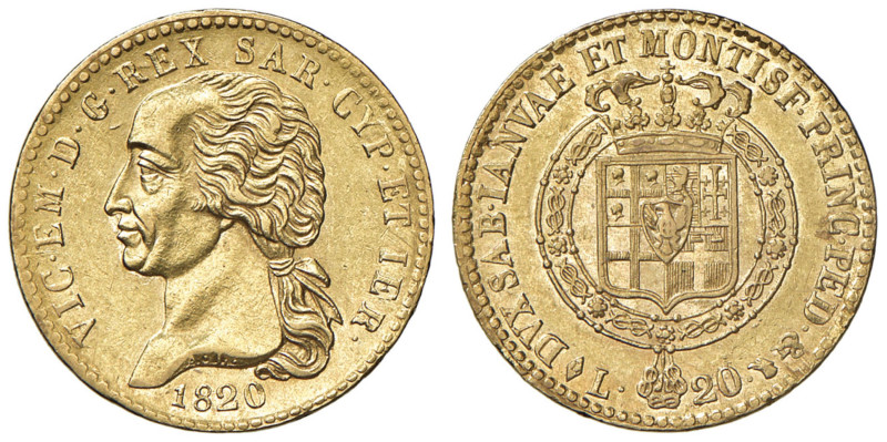 Vittorio Emanuele I (1814-1821) 20 Lire 1820 - Nomisma 512 AU R Di ottima qualit...