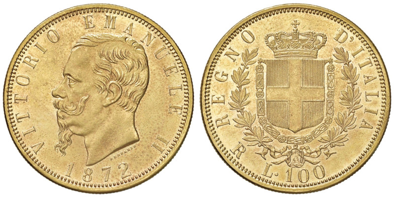 Vittorio Emanuele II (1861-1878) 100 Lire 1872 R - Nomisma 844 AU RR Tiratura di...