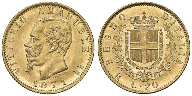 Vittorio Emanuele II (1861-1878) 20 Lire 1871 R - Nomisma 859 AU R Ottimo lustro...