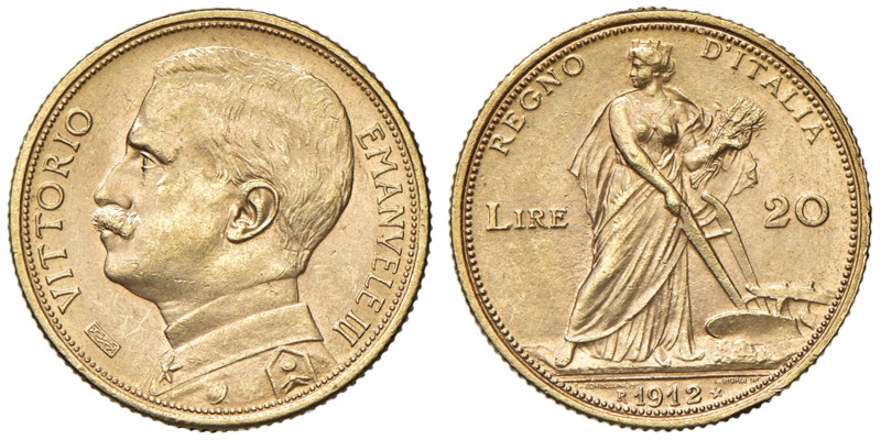 Vittorio Emanuele III (1900-1946) 20 Lire 1912 oro rosso - Nomisma 1078 AU RR Se...