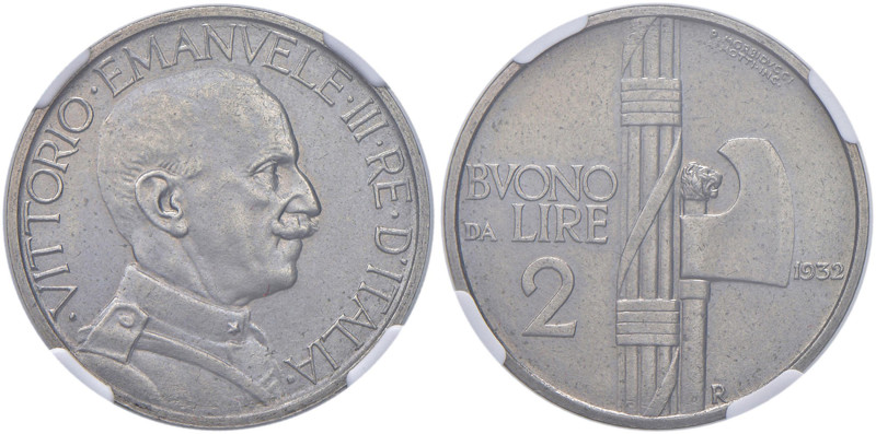 Vittorio Emanuele III (1900-1946) 2 lire 1932 - Nomisma 1176 Ni RRR Millesimo pe...