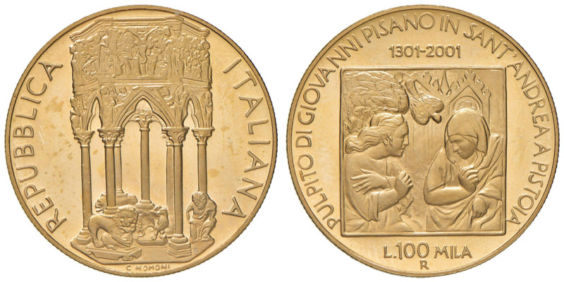 REPUBBLICA ITALIANA (1946-) 100.000 Lire 2001 - KM 233 AU In astuccio originale...