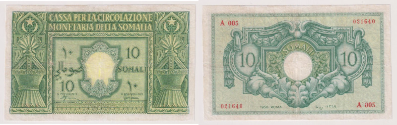 AFIS - Amministrazione Fiduciaria Italiana della Somalia - 10 Somali del 1950 A0...