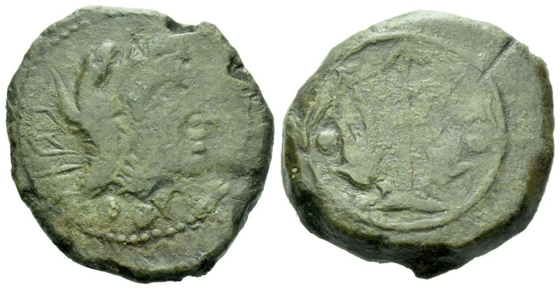 Etruria, Vetulonia Sextans III century BC, Æ 24.00 mm., 12.99 g.
Male head r., ...