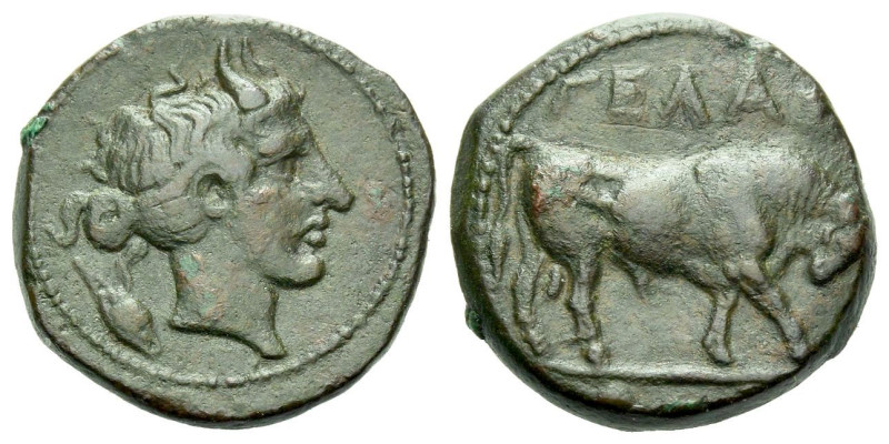 Sicily, Gela Trias circa 420-405, Æ 17.00 mm., 3.95 g.
ΓΕΛΑΣ Bull standing r.; ...