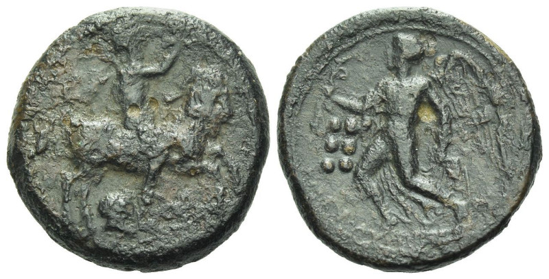 Sicily, Himera Hemilitra After 420, Æ 20.00 mm., 5.87 g.
Nude rider on goat r.,...