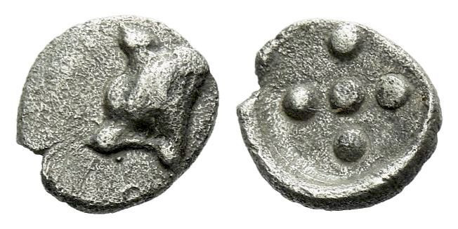 Sicily, Himera Pentonkion circa 483-472, AR 6.00 mm., 0.18 g.
Astragalos. Rev. ...