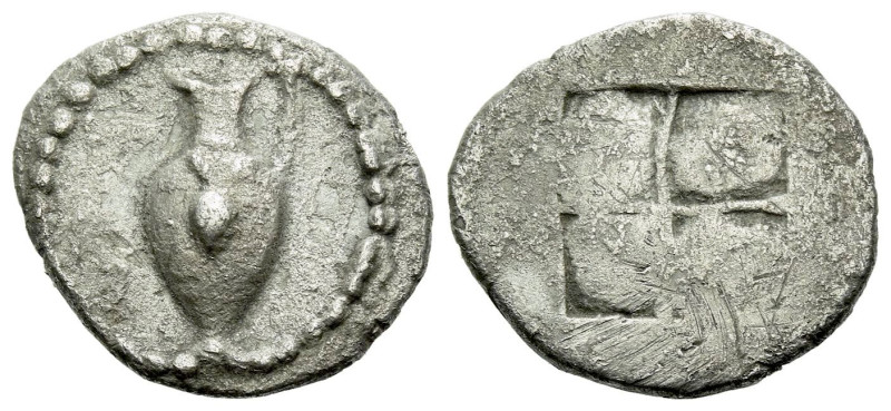 Macedonia, Terone Tetrobol circa 490-480, AR 17.00 mm., 2.37 g.
Oinochoe, singl...