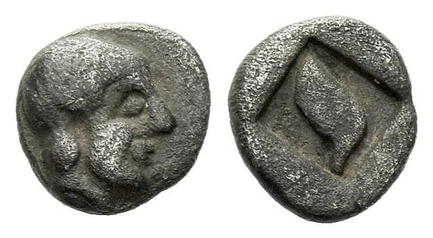 Ionia, Colophon Tetartemorion circa 530-500, AR 6.00 mm., 0.22 g.
Archaic male ...