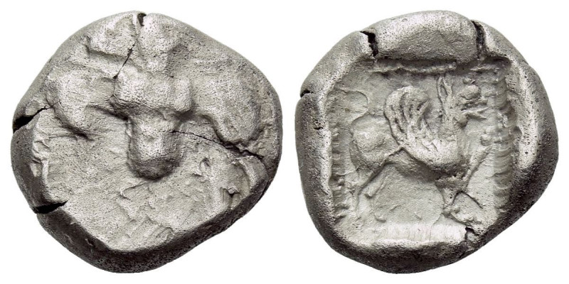 Caria, Kaunos Hemidrachm circa 490-470, AR 12.00 mm., 2.50 g.
Iris in kneeling-...
