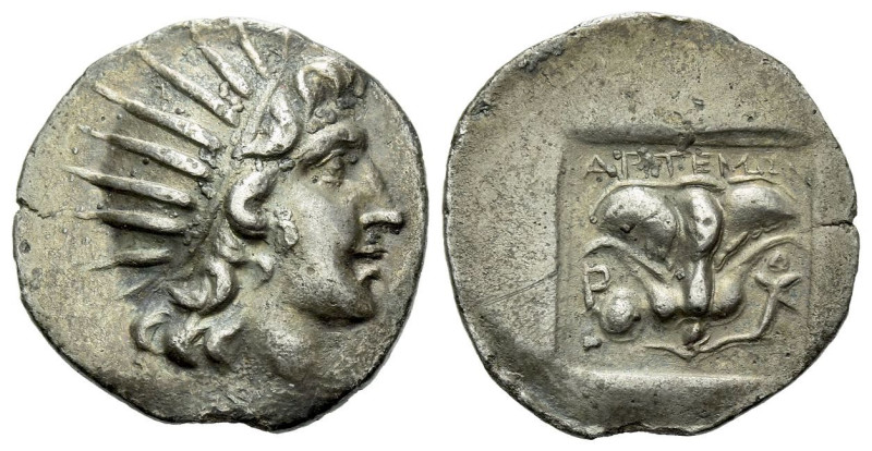 Islands off Caria, Rhodes Plinthophoric Drachm. Artemon, magistrate circa 150-12...