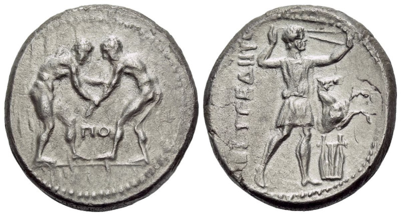 Pamphilia, Aspendus Stater circa 330/25-300/250, AR 22.00 mm., 10.34 g.
Two wre...