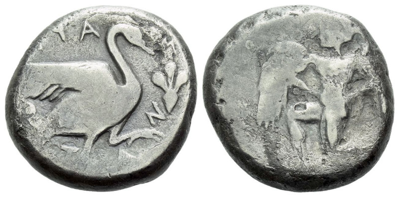 Cilicia, Mallos Stater circa 440-400, AR 20.00 mm., 10.82 g.
Bearded and winged...