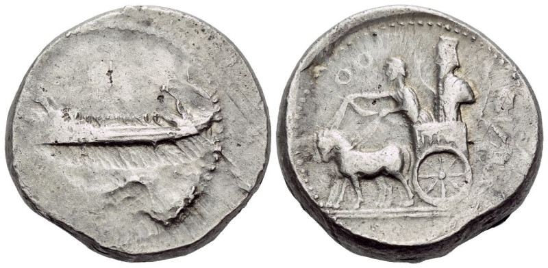 Phoenicia, Sidon Double siglos circa 342-333, AR 28.60 mm., 25.62 g.
Galley l. ...