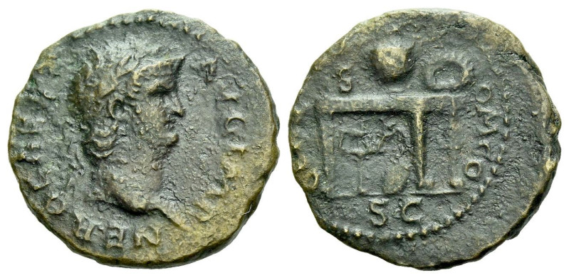 Nero, 54-68 Semis Rome circa 64, Æ 17.00 mm., 2.83 g.
Laureate head r. Rev. Tab...