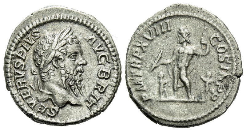 Septimius Severus, 193-211 Denarius Rome circa 210, AR 20.00 mm., 3.10 g.
Laure...