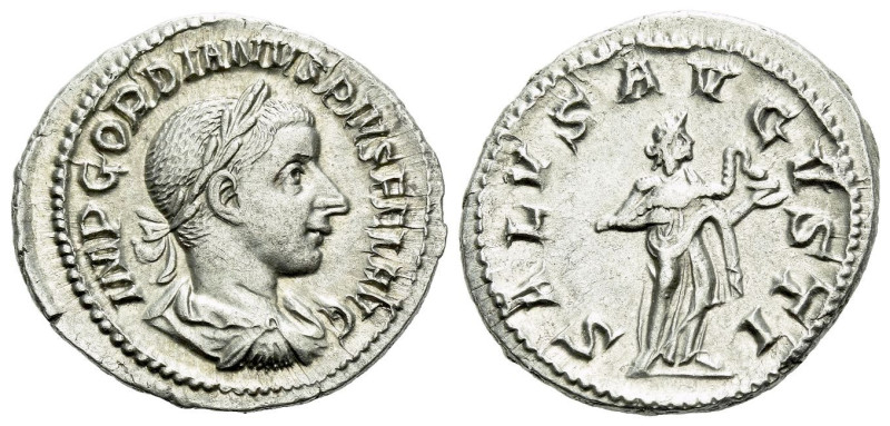 Gordian III, 238-244 Denarius Rome 241, AR 21.00 mm., 3.33 g.
Laureate, draped ...