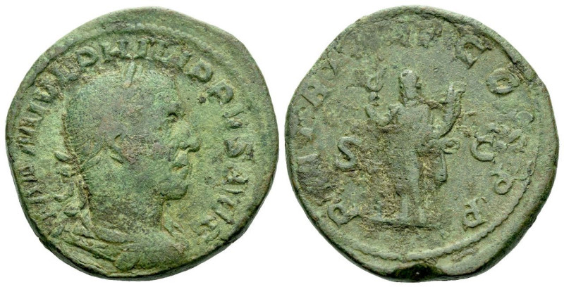 Philip I, 244-249 Sestertius Rome circa 244-249, Æ 29.00 mm., 17.84 g.
Laureate...