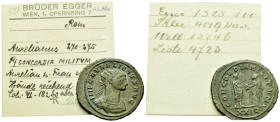 Aurelian, 270-275 Antoninianus Siscia circa 274-275 - Sold with the original collector's ticket. Privately purchased from Egger and sold with its tick...