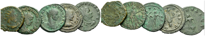 Aurelian, 270-275 Large lot of 5 Antoniniani circa 270-275, billon , 16.31 g.
L...