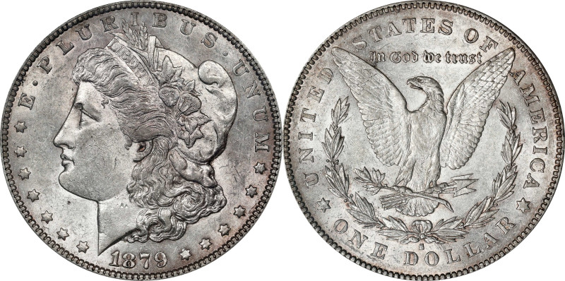 1879-S Morgan Silver Dollar. VAM-9. Top 100 Variety. Reverse of 1878. AU-55 (ANA...