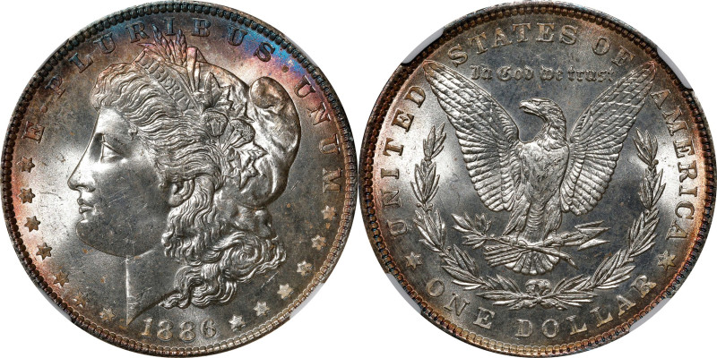 1886 Morgan Silver Dollar. MS-65 (NGC).

PCGS# 7166. NGC ID: 254V.