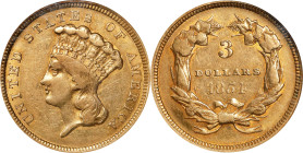 1854 Three-Dollar Gold Piece. EF-40 (NGC).

PCGS# 7969. NGC ID: 25M3.