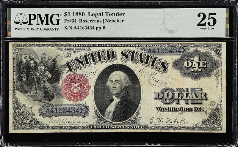 Fr. 34. 1880 $1 Legal Tender Note. PMG Very Fine 25.

From the Cartwright Coll...