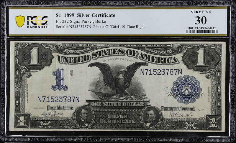 Fr. 232. 1899 $1 Silver Certificate. PCGS Banknote Very Fine 30.

Estimate: $2...