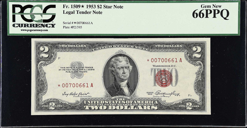 Fr. 1509*. 1953 $2 Legal Tender Star Note. PCGS Currency Gem New 66 PPQ.

Esti...