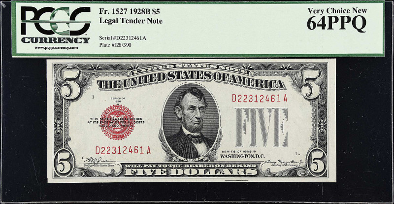 Fr. 1527. 1928B $5 Legal Tender Note. PCGS Currency Very Choice New 64 PPQ.

E...