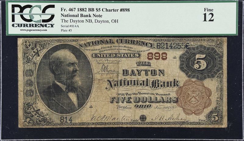 Dayton, Ohio. $5 1882 Brown Back. Fr. 467. The Dayton NB. Charter #898. PCGS Cur...