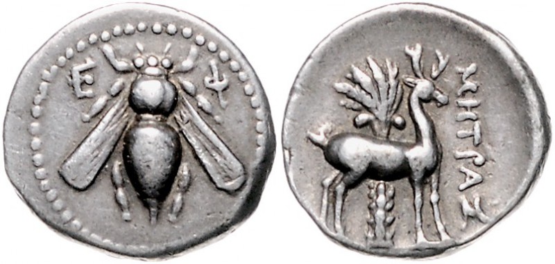 Griechen - Ionien - Ephesos Drachme 202-133 v.Chr. Biene zwischen E-F im Perlkre...