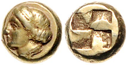 Griechen - Ionien - Phokaia Elektron-Hekte 377-318 v.Chr. Weibl. Kopf, Rs. getei...