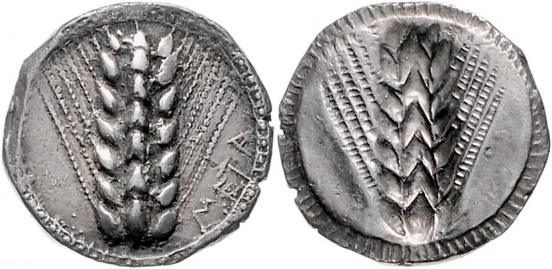 Griechen - Lukanien - Metapont Stater 525-480 v.Chr. Ähre mit 7 Kornreihen, META...