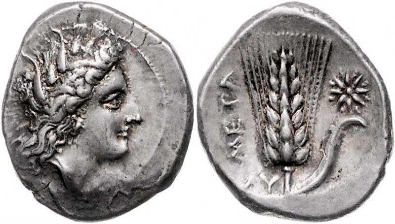 Griechen - Lukanien - Metapont Stater 330-300 v.Chr. Kopf der Demeter mit Ährenk...