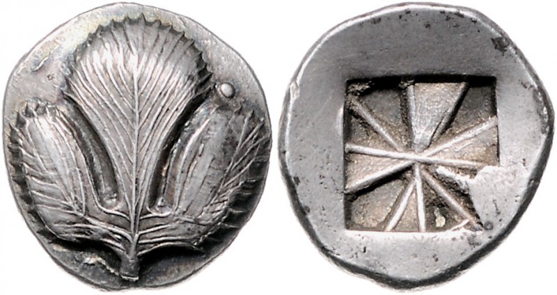 Griechen - Sicilia - Selinos Didrachme 540-515 v.Chr. Selinisches Blatt, Rs: get...