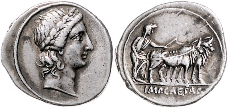Rom - Kaiserzeit Augustus 31-14 Denar 29-27 v.Chr. Büste des Apollon mit Lorbeer...