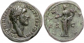 Rom - Kaiserzeit Hadrian 117-138 Sesterz ca 118 n.Chr. Kaiserportrait, Rs. Roma Sear R1207. 
grüne Patina 29,42g ss