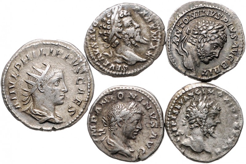 Rom - Kaiserzeit Antoninus Pius für Faustina II. 138-161 Lot von 5 Stücken: Dena...