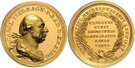 Baden Carl Friedrich 1738-1811 Goldmedaille 1807 (v. J.M. Bückle) Preismedaille der Universität Heidelberg Wiel./Zeitz 144. 
40,2mm 35,5g, in altem, ...