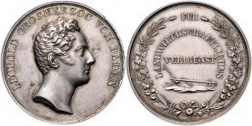 Baden Leopold 1830-1852 Silbermedaille o.J. (v. Kachel/Döll) Für landwirtschaftliche Verdienste Wiel./Zeitz 245. 
winz.Kr. 40,4mm 27,4g vz