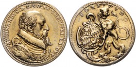 Bayern Albrecht V. der Großmütige. 1550-1579 Silbermedaille o.J. vergoldet auf seinen 3. Sohn Ferdinand Witt. 615. Habich II 3197. 
zeitgenössischer ...