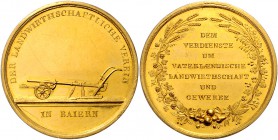 Bayern Maximilian I. Joseph 1806-1825 Goldene Prämienmedaille o.J. zu 4 Dukaten des landwirtschaftlichen Vereins in Baiern Slg. Witt 934. Witt. 2489 A...
