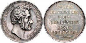 Bayern Maximilian II. 1848-1864 Silbermedaille o.J. (v. Ries) auf Franz Xaver Gabelsberger 1789-1849, Erfinder der Stenographie Hauser 231. 
winz.Rf....