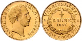 Bayern Maximilian II. 1848-1864 1/2 Vereinskrone 1857 Friedb. 281 (388). 
 f.st