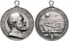 Bayern Ludwig III. 1913-1918 Silbermedaille o.J. (versilbert ?) (v.O.L.) a.d. Jahrhundertfeier der kgl.-bayr. Ingenieurtruppen Kai. 739. 
m. Öse, 33,...